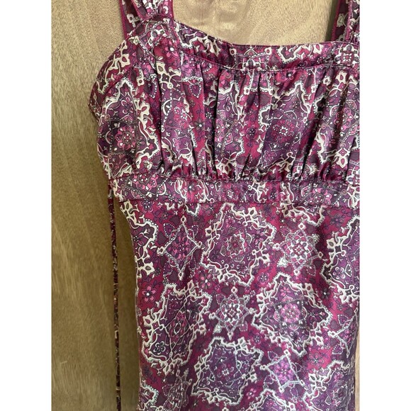 Self Esteem Burgandy Floral Satin 90s Y2K Indie Milkmaid Boho Tank Size Large - Picture 3 of 7